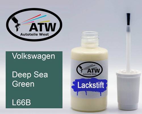 Volkswagen, Deep Sea Green, L66B: 20ml Lackstift, von ATW Autoteile West.